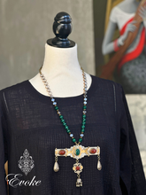 Turkmen Pendant with Carnelian & Green Onyx and Green Agate Necklace