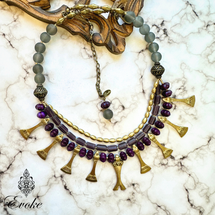 Odisha Dokra, Purple Chevron, Howlite Pumpkin