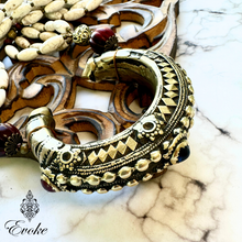 Afghan Cuff Bracelet Pendant with Buffalo Horn & Howlite Beads Necklace