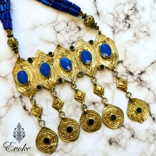 Blue Stone Necklace with Turkmen Breastplate Pendant