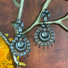 Silver and Kundan Flower Drop Earrings