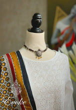 Garnet and Lava Stone choker Necklace with Two Tone silver Pendant