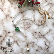 Chrome Diopside and Crystal Lariat Style Necklace