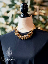 Gold Quartz Crystal Spikes Choker Necklace
