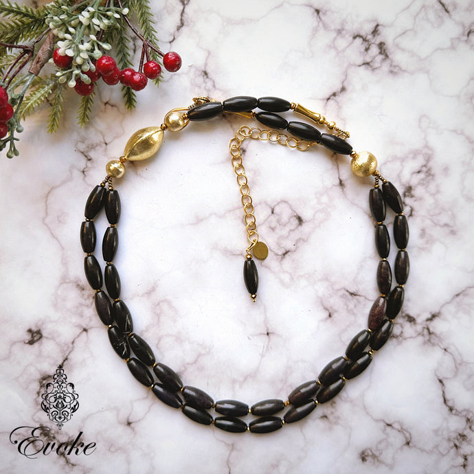 Black Agate and Gold Necklace