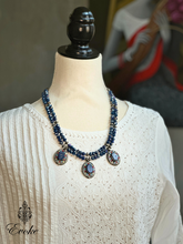 Multi Strand Czech Crystal Necklace with Uzbek Lapis Pendant