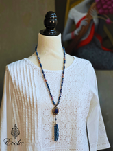 Czech Crystal Necklace with Uzbek Lapis Pendant