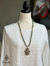 Hamsa Pendant with Ruby Zoisite Necklace