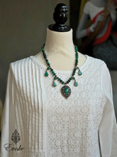 Chrysocolla Necklace with Uzbek Green Turquoise Pendant