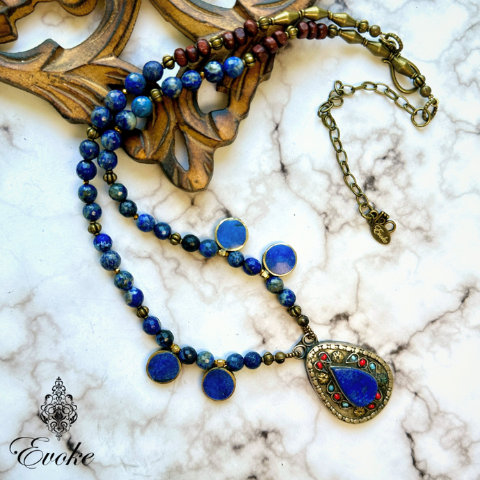 Lapis Lazuli Necklace with Uzbek Pendant