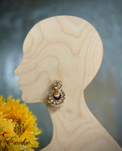 Gold Plated Blue Pearl Drop Flower Chandbaali Earring