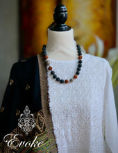 Lava Stone Necklace with Nepali Chitai Work Beads