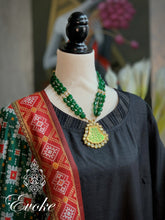 Thewa and Green Jade Necklace