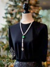 Chrome Diopside and Crystal Lariat Style Necklace