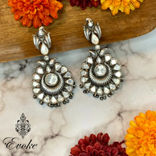 Silver and Kundan Flower Drop Earrings