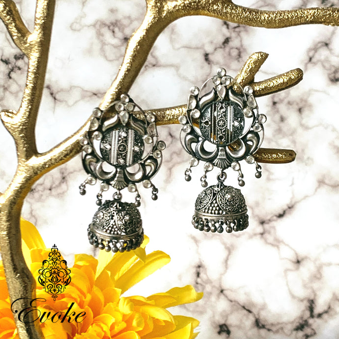 Silver and Kundan Temple Jhumkas