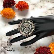 Kundan and Pearl Statement Ring with Bird Motif