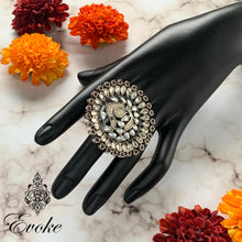 Kundan and Pearl Statement Ring with Bird Motif