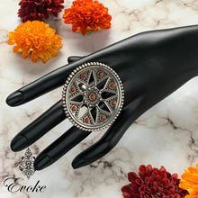Coral Studded Cutwork Petals Ring
