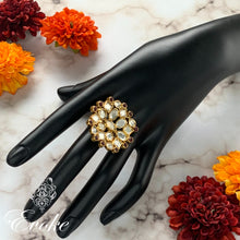 Gold Plated Kundan & Garnet Ring